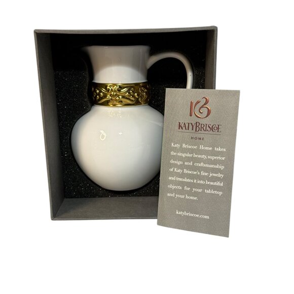 NIB Katy Briscoe 24k Gold Trim Bangles Bone China Hand Painted Creamer Pitcher - Picture 5 of 8